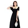 Summer French Retro Hepburn Style Temperament Skinny Long Dress Muse Fan Doll Collar Belt First Love Platycodon Dress