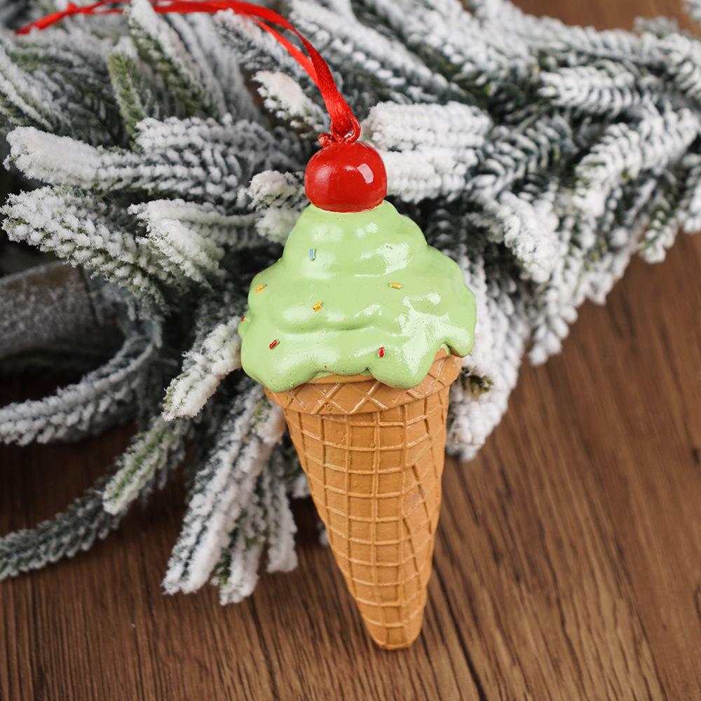 Handpicked Resin Ice Cream Ornament: Creative Christmas Scene Decoration with Free Shipping
