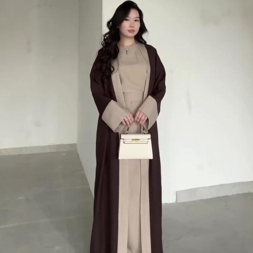 2025 summer, Europe and the United States close the waist and look thin, comfortable and versatile commuter long-sleeved crew neck cape top and pants