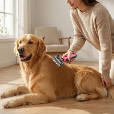 Pet Grooming Rake And Comb, Double-Sided Undercoat Rake Pet Detangling Comb, Dog Dematting Rake, Grooming Tool for Long Short Hair Cats Dogs