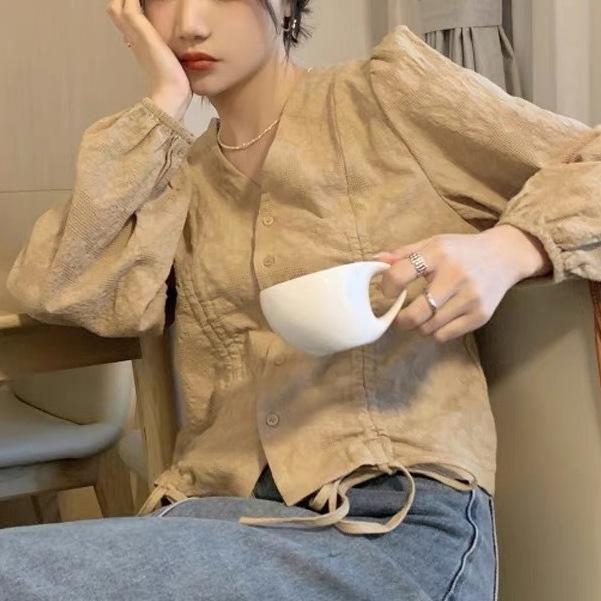Women's Chic Design Sense Long-sleeved Temperament Shirt with A Slim Casual Shirt