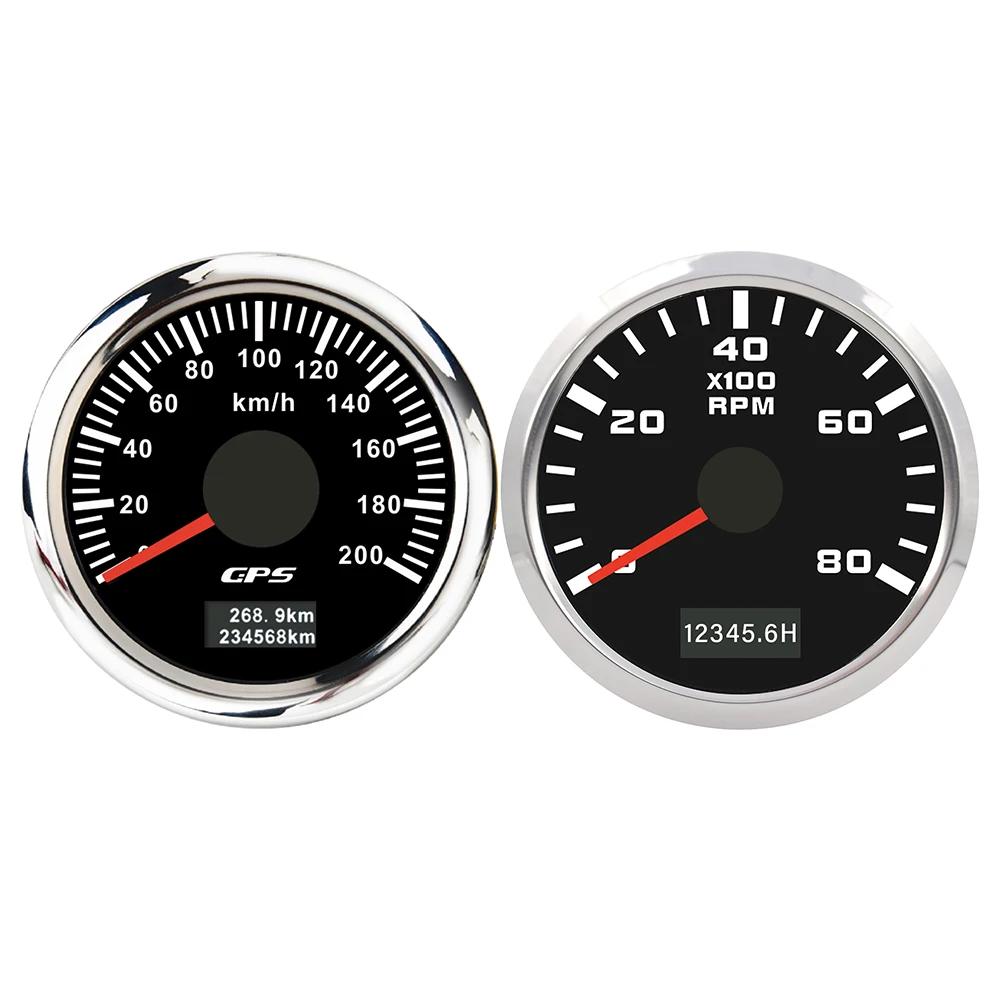 ELING 52mm 2 Gauge Set GPS Speedometer 30 60 80 120 200 Km/h 3K 4K 6K 8K RPM Tachometer with Backlight for Car Boat Truck