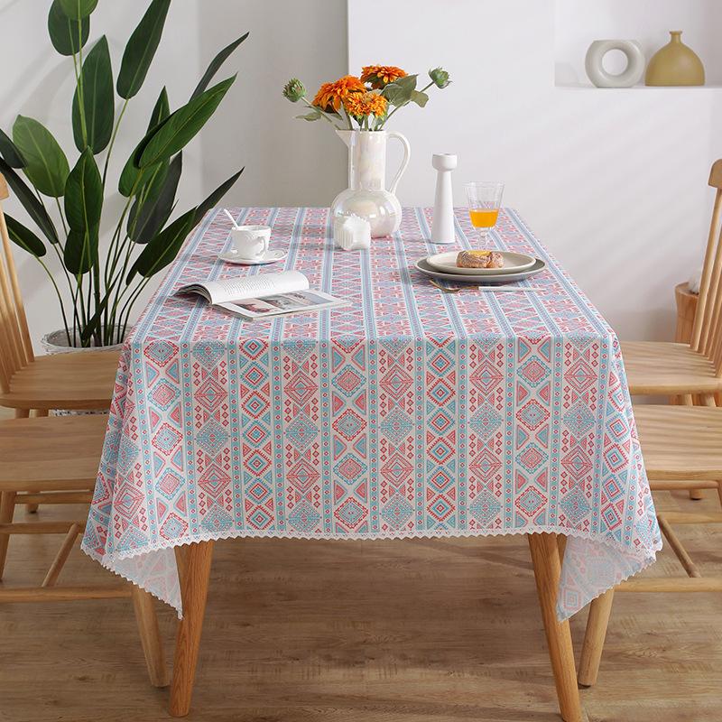 North Style Lace Dining Table Cloth Printed Tablecloth Cover Towel Striped Floral Rectangular Tablecloth Table Top