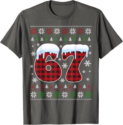 Funny 67 Six Seven Meme Brainrot Cringe Christmas Unisex T-Shirt