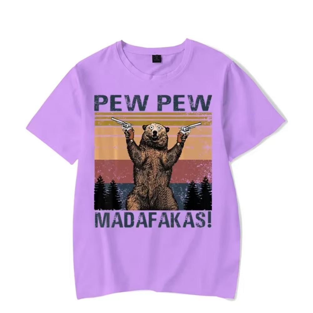 Men's T-shirt Pew Pew Madafakas Kawaii T Shirt Men Women Tshirt Funny Bear Graphic T Shirts Oversized T Shirt Harajuku Shirts