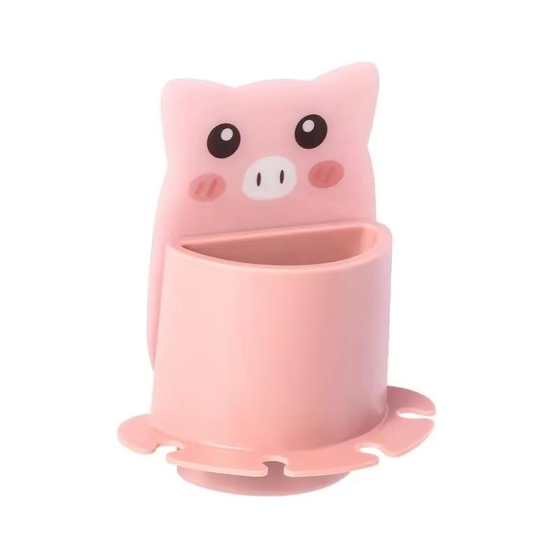 Multifunctional Toothbrush Holder Storage Box Cartoon Toiletries Wall Suction Type Bathroom Toothbrush Box Toilet Accessories