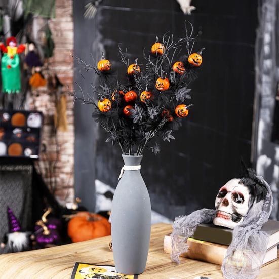 Halloween Artificial Pumpkin Branches Faux Fall Pumpkin Bouquet Fake Pumpkin Maple Leaf Picks for Harvest Thanksgiving Floral Arrangement Tabletop