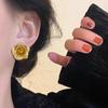 Vintage Romantic Gilded Rose Flower Stud Earrings For Women
