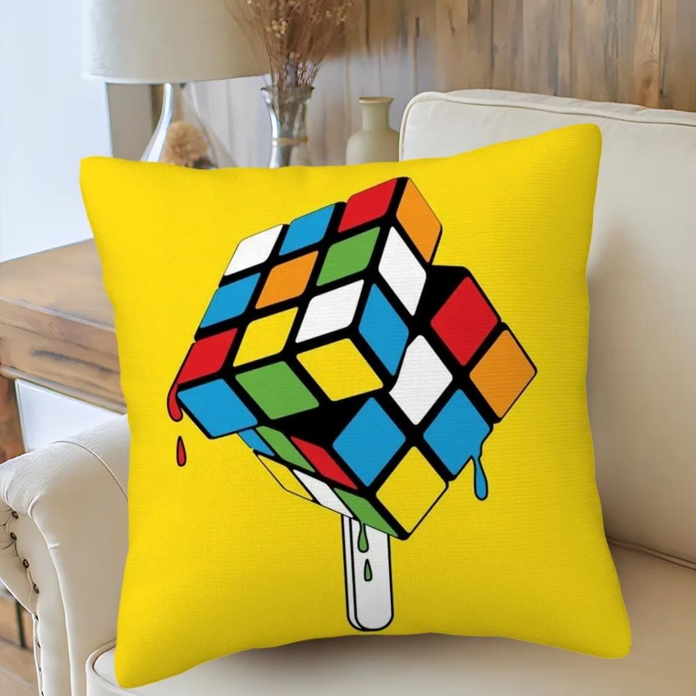 Car Living Room Sofa Cushion Cover Rubik'S Cube Cartoon Pattern Cushion Cover Luxury Home Decoration Pillow Cover