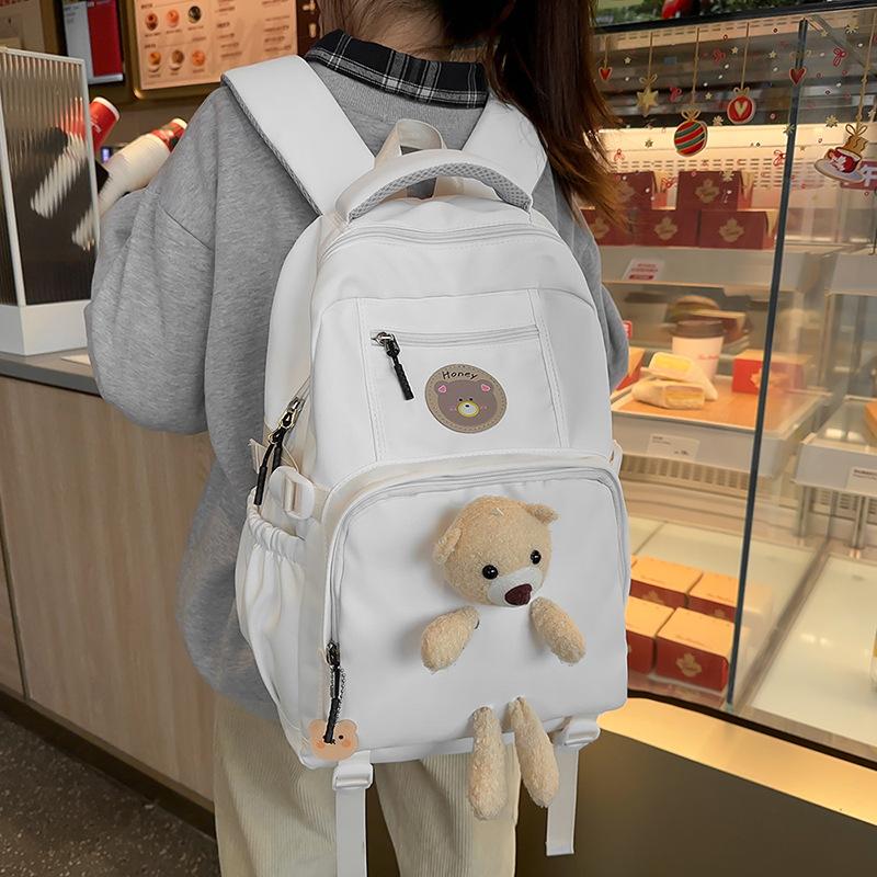 Schoolbag Bear Doll Cartoon Children's Backpack Primary School Students 1-1 Grade Sweet Wind Schoolbag Simple Backpack Wholesale