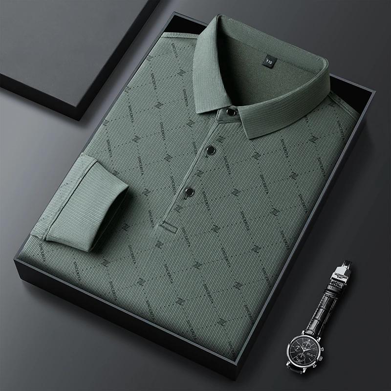 Νέο Ανδρικό Business Casual Μακρυμάνικο Πουκάμισο Με Έμβλημα Μονόχρωμο Πόλο Μοντέρνο Αναπνεύσιμο Άνετο Ευέλικτο Τοπ