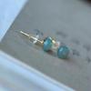 A-Grade Natural Jade Ice-Type Blue Water Stud Earrings with 14k Gold-Plated 925 Sterling Silver