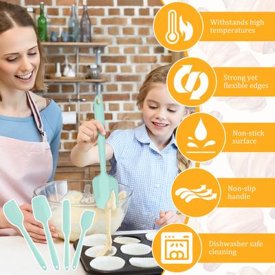 8Pcs Silicone Spatula Set Cream Spatula Non-stick Butter Spatula Heat Resistant Kitchen Baking Tools DIY Cake Kitchen Spatula