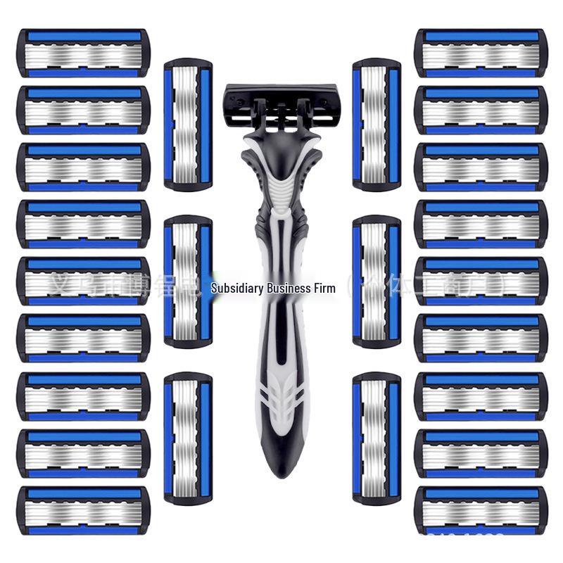 Six-Layer Razor Manual Shaver with Non-Slip Grasshopper Handle