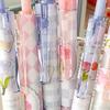 6 Pcs Retractable Gel Pen Floral Neutral Pen Black Ink Pressing Pen Quick-Drying Writing Pen Journaling Pen for Student
