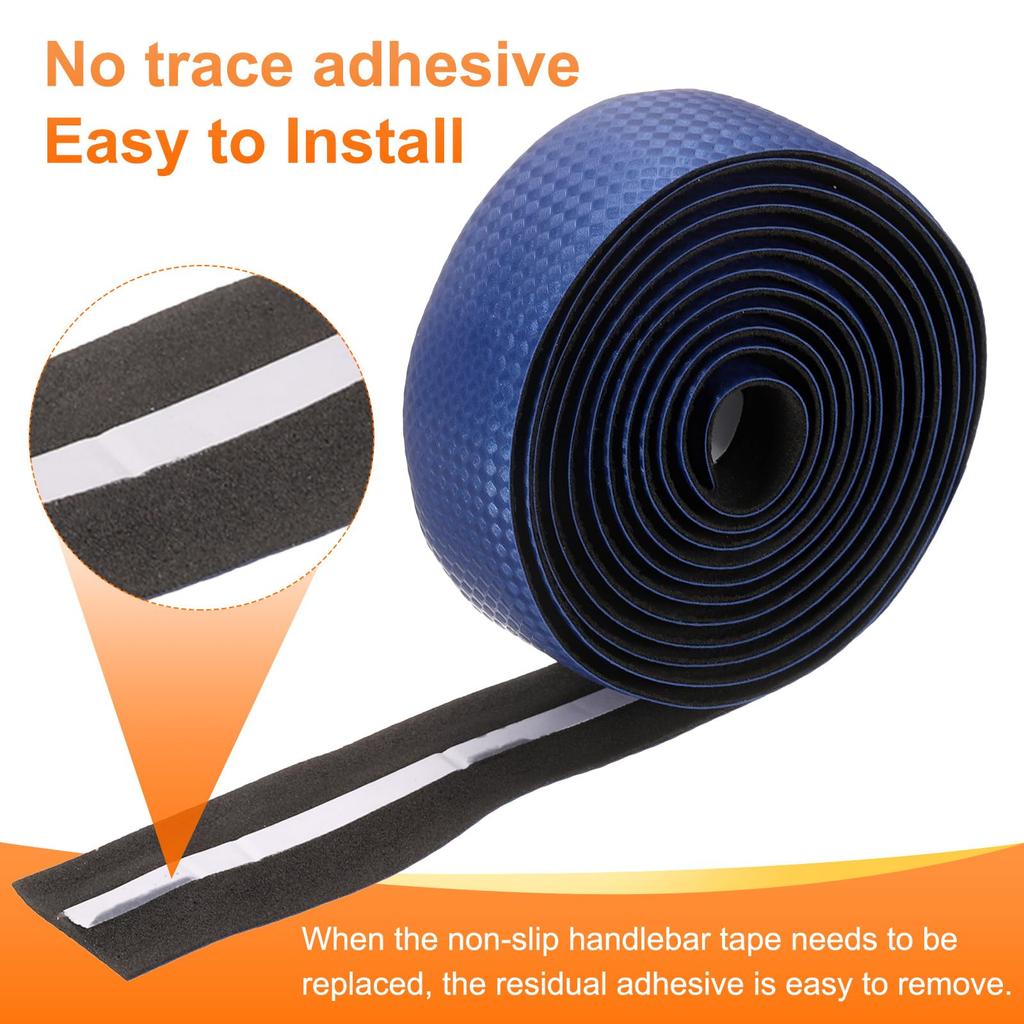 Uxcell Fahrradlenker PU EVA Kohlefaser Weiches Fahrradlenkerband mit Endstopfen für Rennrad und Faltrad Verbessertes Blaues Band, Fahrräder, Griff,