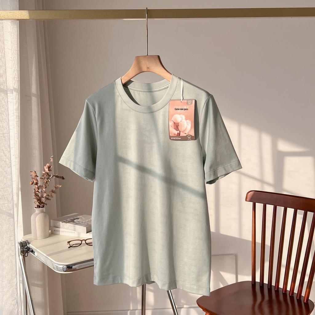 Women's Summer Loose-Fit Short Sleeve Round Neck T-Shirt - High Twist, Long-Staple Cotton, Wrinkle-Resistant.