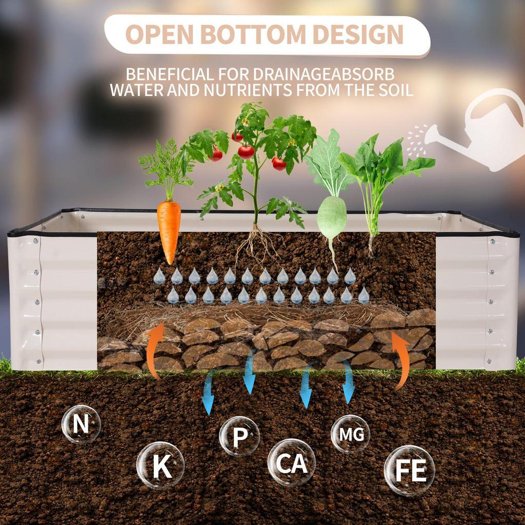 Galvanized Steel Elevated Planter Box for Vegetables and Flowers