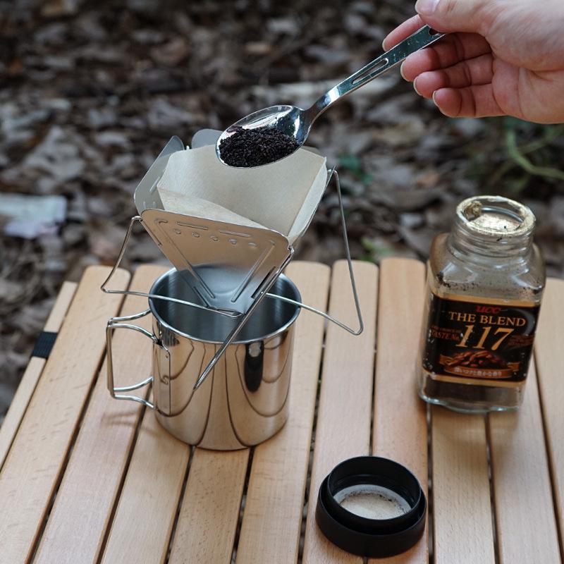 Portable Stainless Steel Coffee Dripper Stand for Outdoor Camping