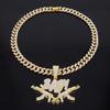 Alloy Necklace, Male and Female Double Gun BABY Pendant, Hip Hop Personality Fashion Rap Street Trend Diamond Pendant