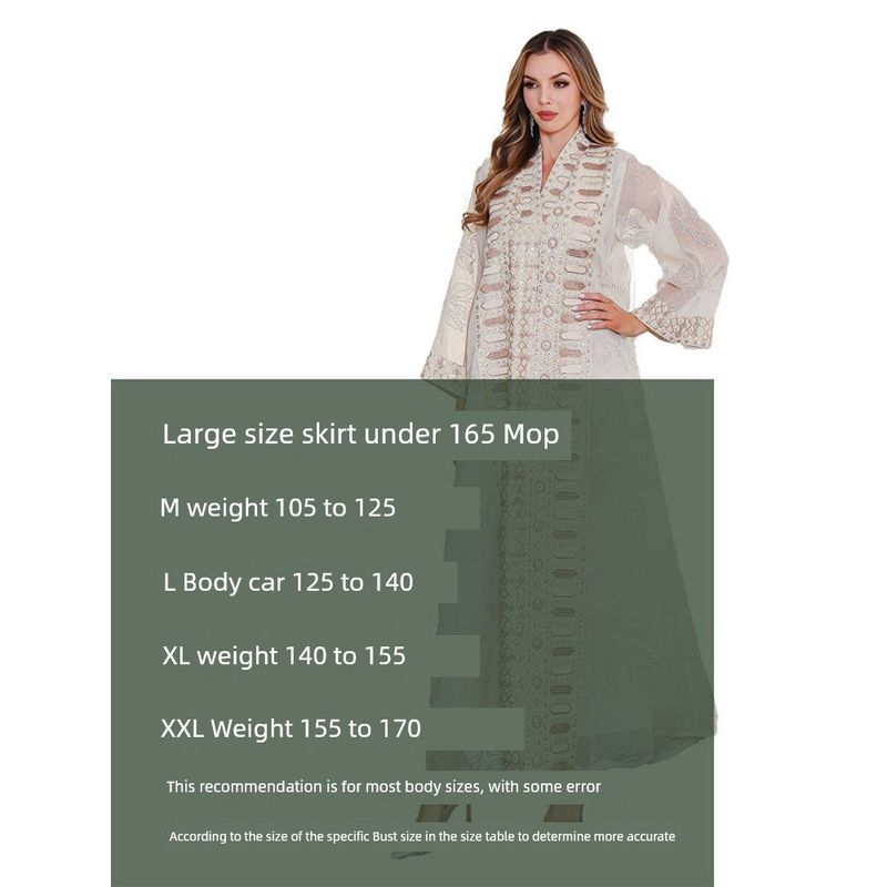 Light and Cool Dubai Europe Robe Middle East Plus Size Big Man Arab Embroider Dress Dresses