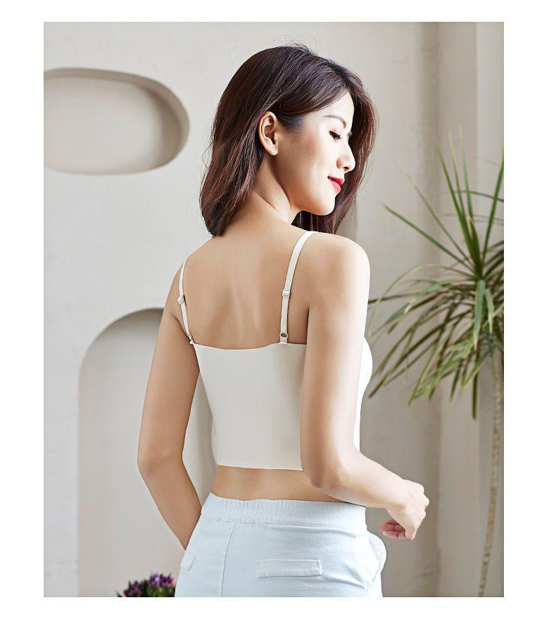 Atmungsaktives Sommer-Bustier für Mädchen aus Eis seide, nahtlos, mit Spaghettiträgern und Anti-Exposure-Bandeau