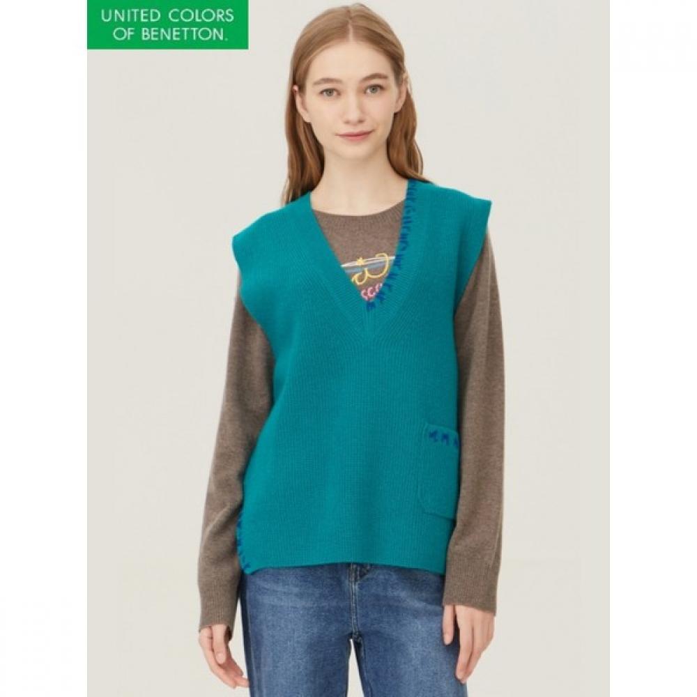 

Жилет Benetton Stitch Embroidery с многослойной вязкой Bakv54361 GN/OS