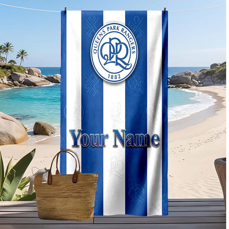 Queens Park Rangers FC Personalisiertes Bedrucktes Strandtuch Fußballlogo Unterstützung Benutzerdefinierter Name Text Saugfähiges Handtuch für Sport Reisen Besonderes Geschenk