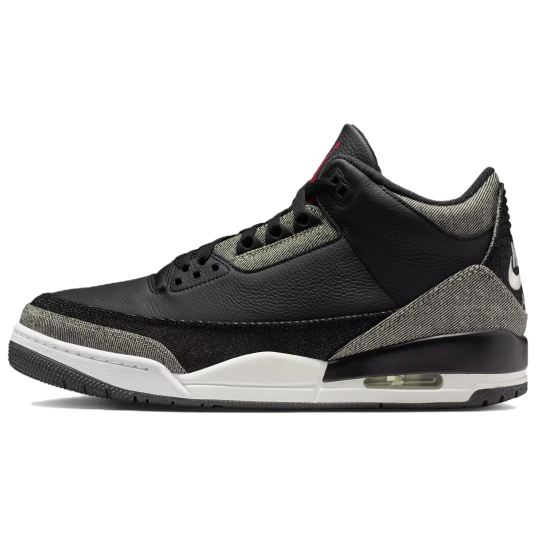 

Jordan x Levis Air Jordan 3 Slip Resistant Abrasion Resistant Low top Vintage Basketball Shoes Unisex Black IR0914-400 43