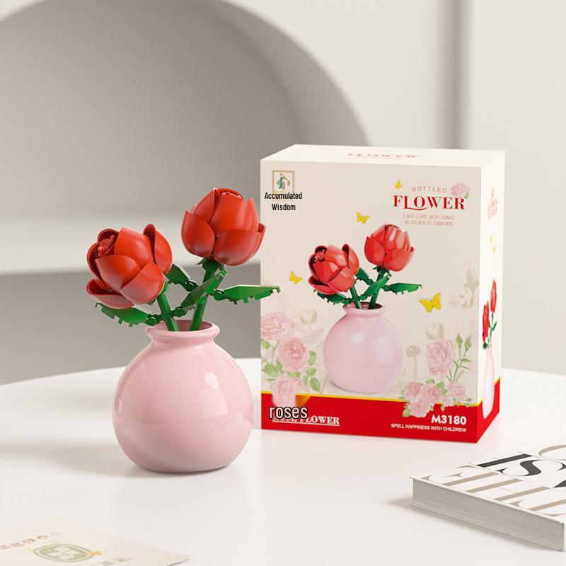 Girls' Educational Floral Building Blocks - Sunflower and Rose Series, Perfect Teacher's Day Gift