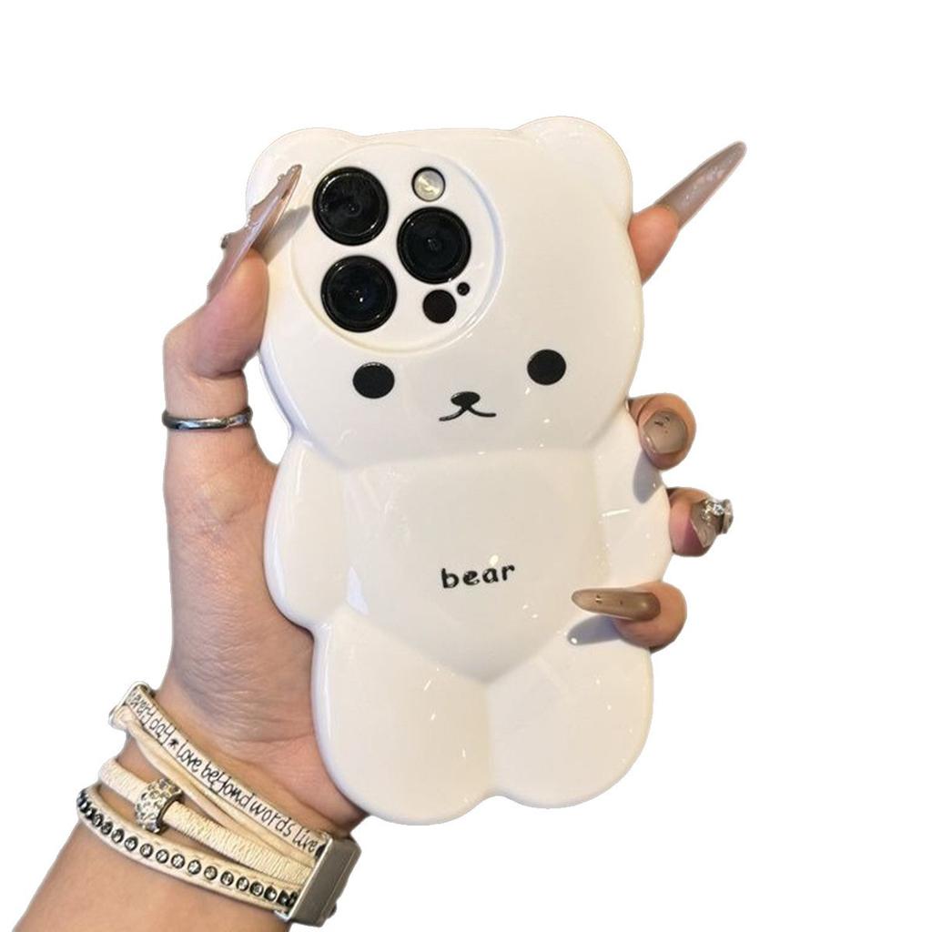 Orso dei Cartoni Animati Guscio Anti-impronta Digitale Cover Morbida Trendy Coppia Femminile Bordo Morbido Airbag Anti-caduta Carino Amorevole Temperamento