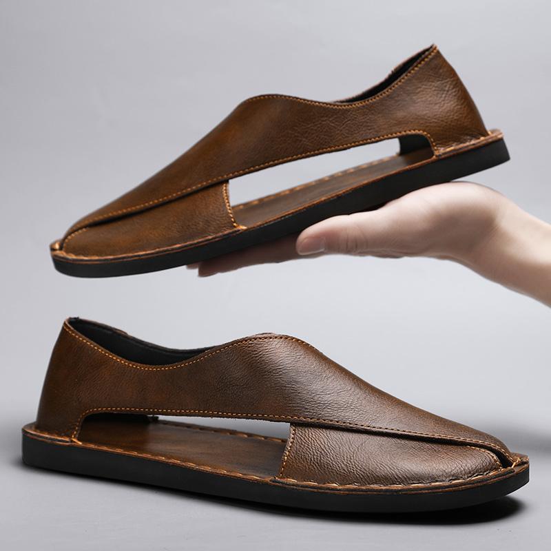 Fashion Simple Casual Slip on Men Sandals New Summer Beach Flats Soft Man Roma Shoe Non-slip Anti-collision Toe Sandals Outdoor Slippers