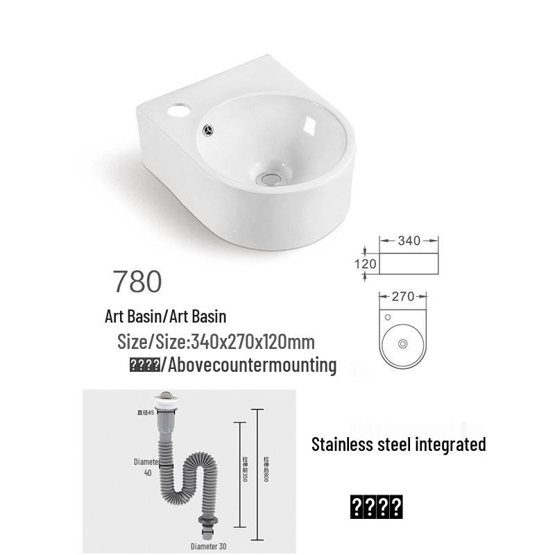 Square Ceramic Wall-Mounted Mini Bathroom Washbasin