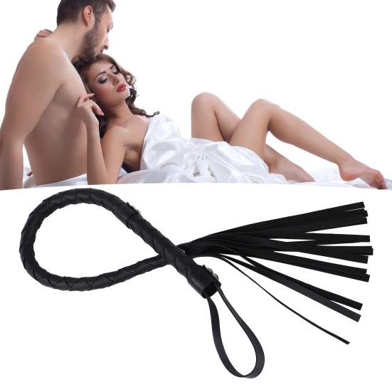 BDSM Long Whip with Fringe SM Discipline Toy for Sensation Play Roleplay Ergonomic Handle Discreet Adult Sex Tool for Couples' Exploration