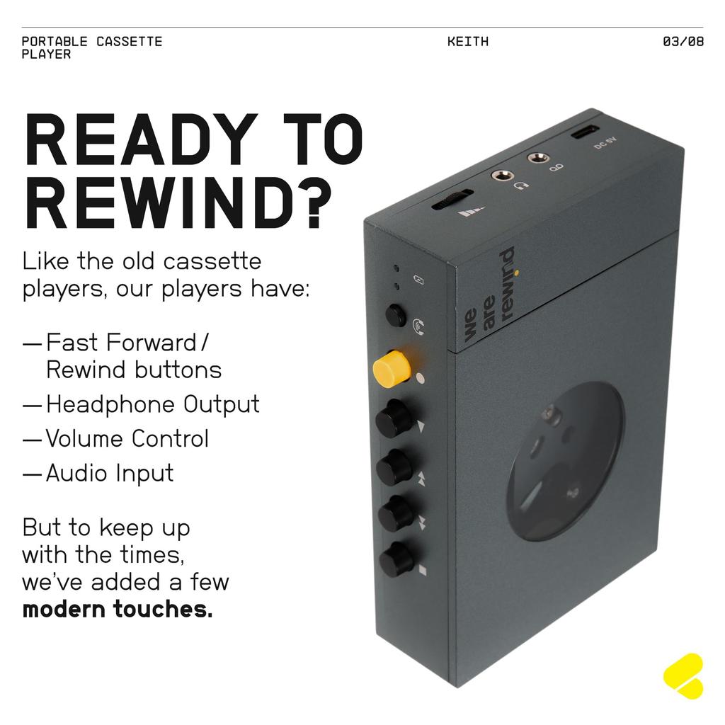 We Are Rewind Portable Cassette Player Gray Bluetooth Compatible 12 Hours Continuous Playback Stereo Recording Supported WE-001 / Approx. /