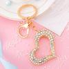 Keychain Pendant 3D Cartoon Heart Design Colorful Rhinestones Inlaid Key Chain with Lobster Clasp Key Ring Bags Accessories