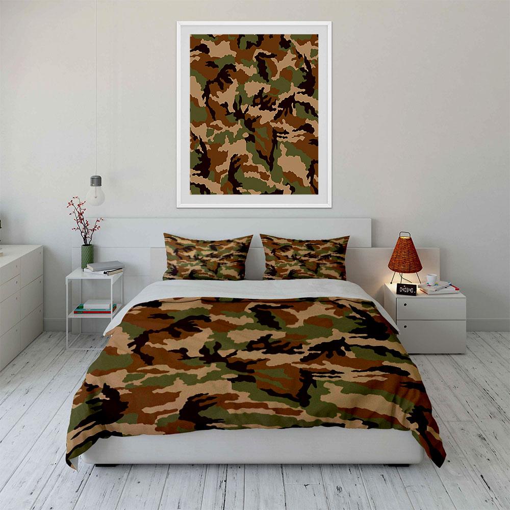 Camo Three-Piece Set For Outdoors Kid'S And Adults' Bedroom Decor, Exquisite Three-Piece Bedding Set Gift