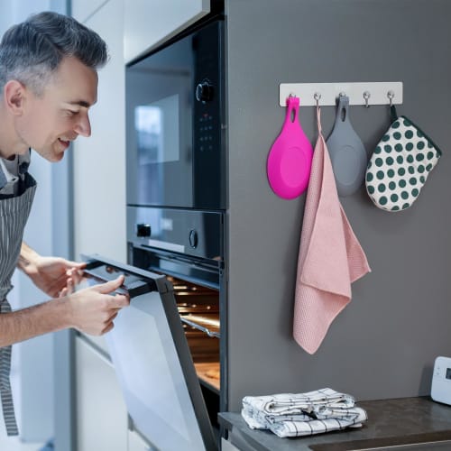 BTLIN Magnetic Range Hood Hooks, Stainless Steel, Rust-Proof, Kitchen Tool Hooks for Refrigerators, Range Hoods, and Bathrooms, 5 Hooks, W26 X D4.5 X