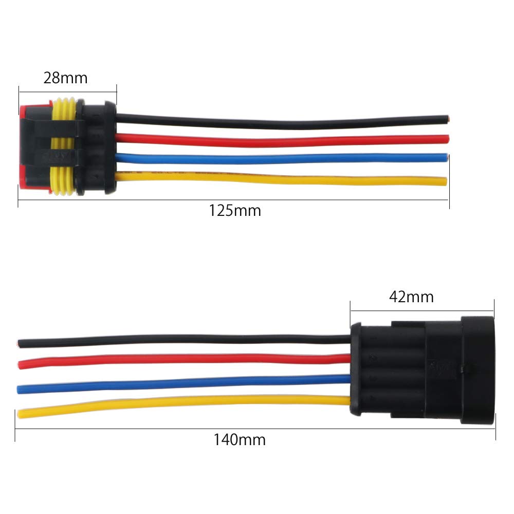 GTIWUNG 5 Kit 4 Pin Waterproof Connector 4 Pin Way Car Waterproof Electrical Connector
