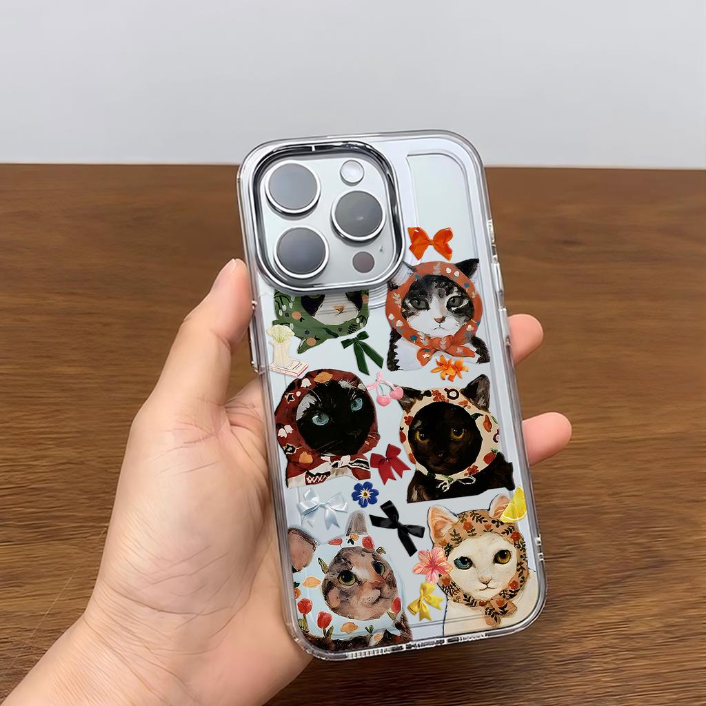 Lovely Colorful Cat Design Phone Case For Google Pixel 10 9 8 7 8A 9A XL Pro 4G 5G Transparent Soft Silicone TPU Back Cover