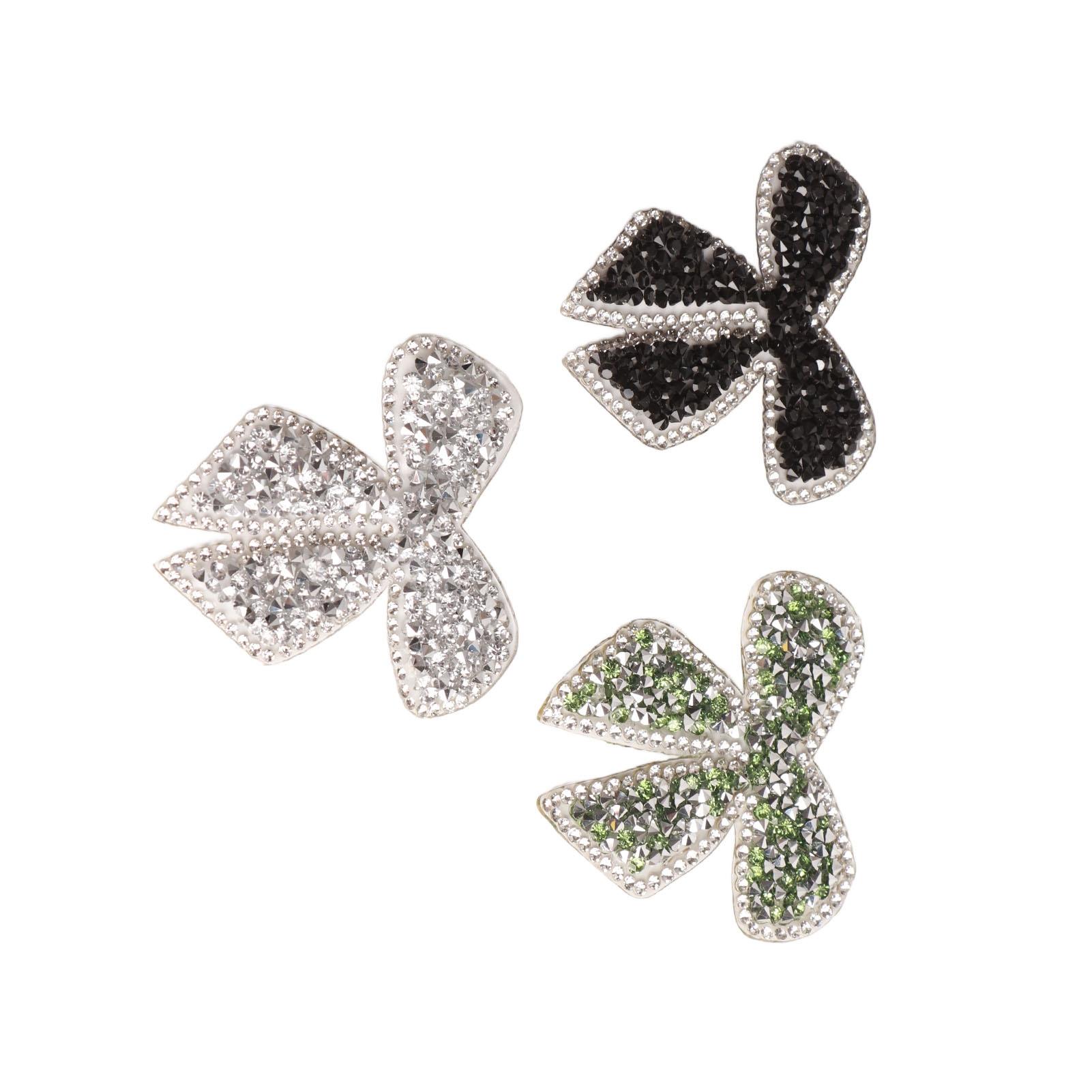 

18pcs Bow Knot Rhinestones Patches Silver Black Green Exquisite Iron On Patches Sew On Patches for
