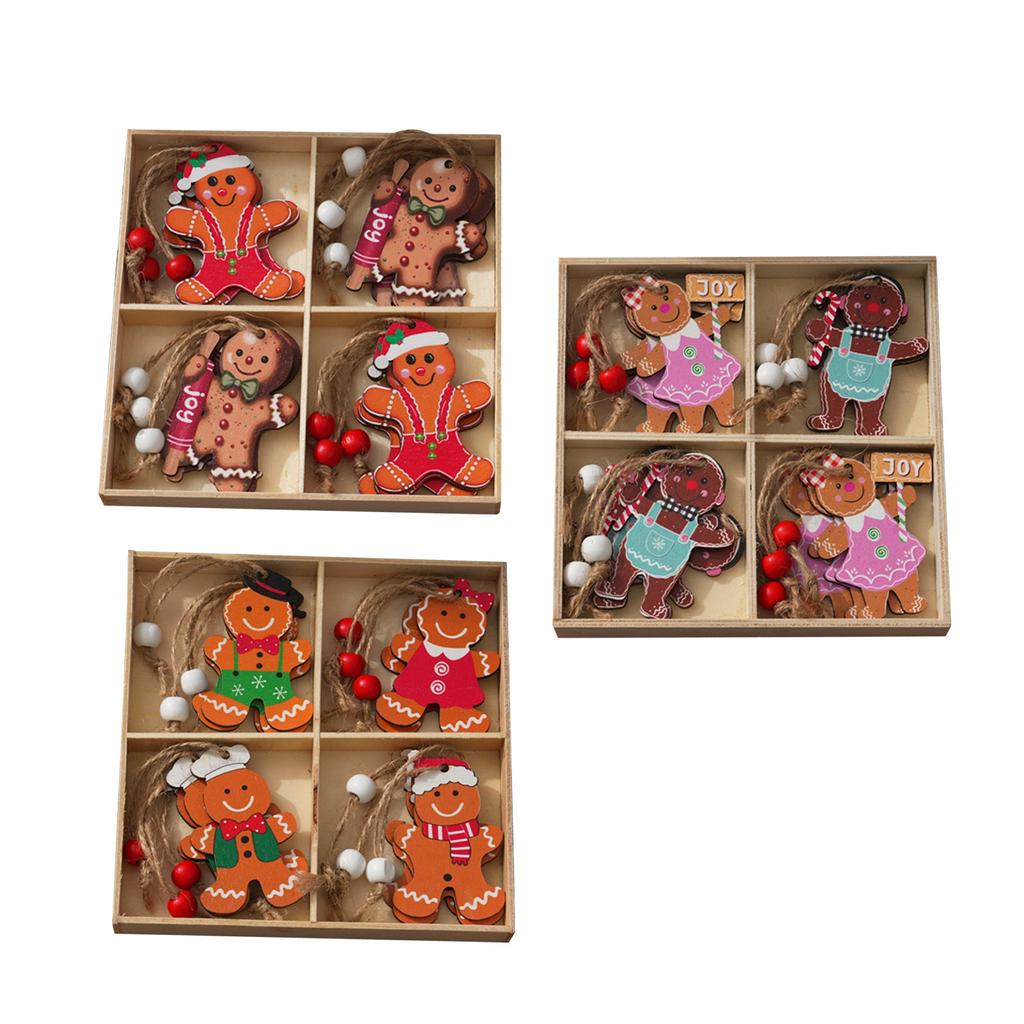 Vánoční dekorace: Barevné dřevěné figurky, vánoční stromkové ozdoby