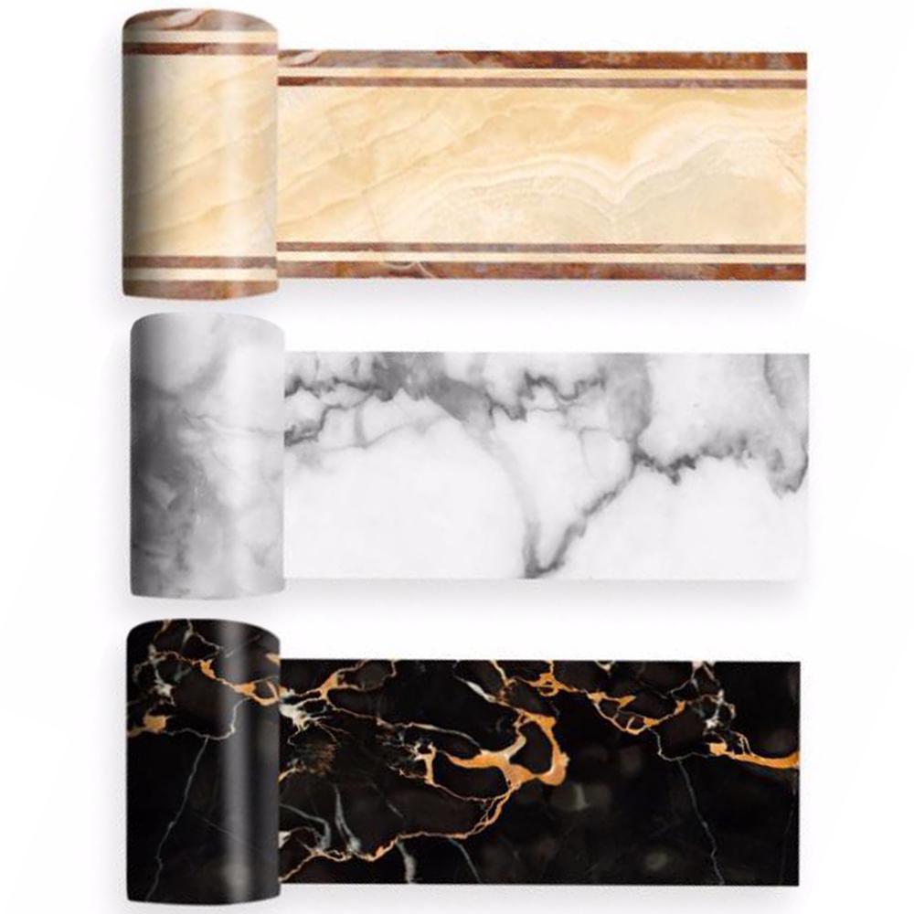 3D Marble Self-adhesive Bathroom Kitchen Wall Stair Floor Border Tile Sticker 2M