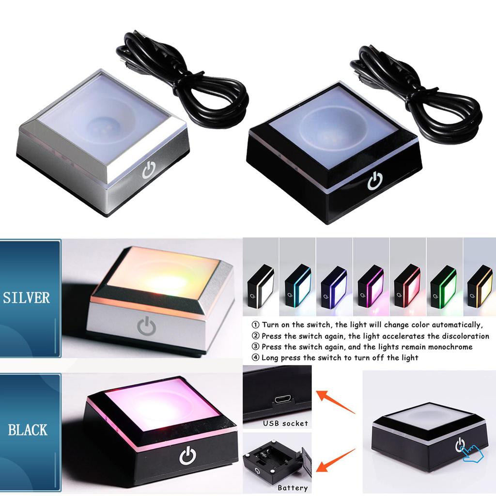 LED Colorful Light Light Rotating Crystal Display Base Stand fors Glass