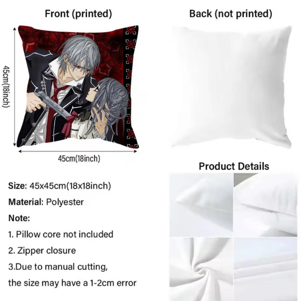 V-Vampire Knight Cushion Cover Comfortable Reversible Pillow Cover Ideal for Car Sofa Bedroom & Beyond