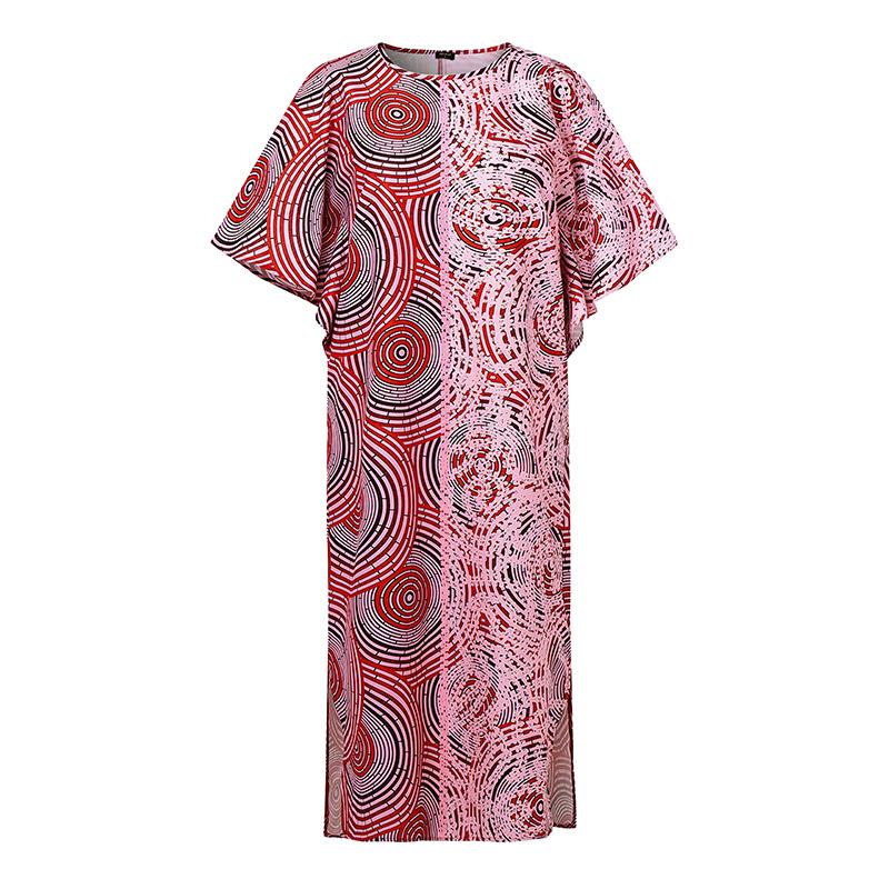 Oversized Women Round Neck Batwing Sleeve Floral Print Casual Loose Maxi Dress