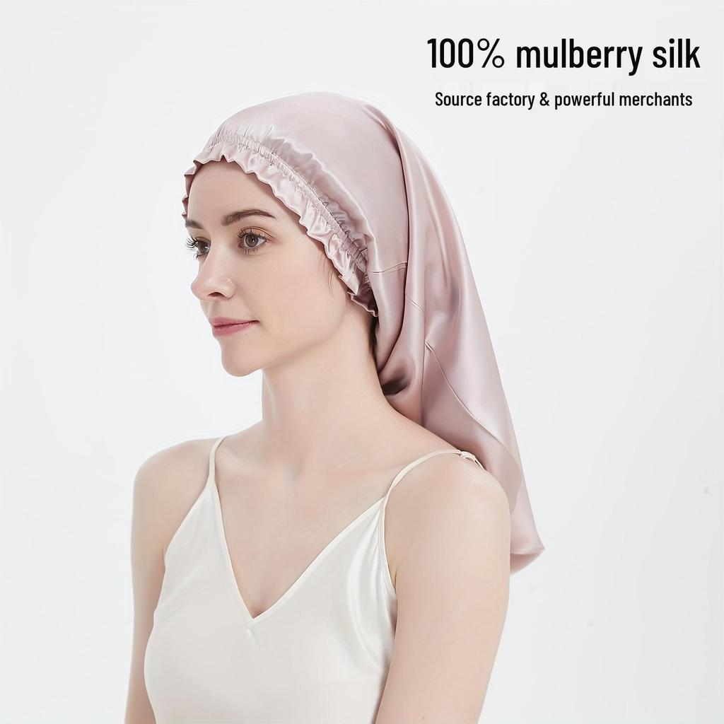 Real 100% Mulberry Silk Sleep Cap, 16 Momme, Double Layer, Adjustable Elastic Band, Postpartum Friendly.