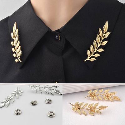 1 Pc Women Exquisite Leaf Collar Pin Retro Shirt Brooch Jewelry ARI
