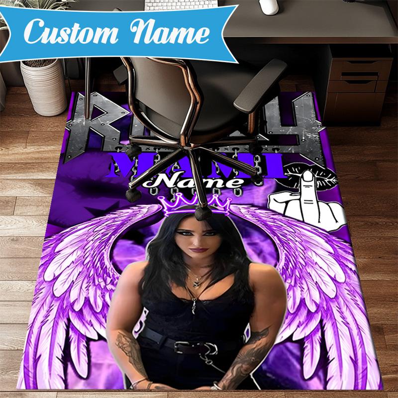 Alfombra de lucha con nombre personalizado Rhea Ripley para Sala de Estar, Salas de Juegos, Oficina, Dormitorio, Felpudo Diseño Divertido, regalos para fans decoración de Navidad