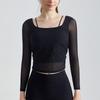 Chuanton Long-sleeved Yoga Clothes, One-piece Chest Pad, Slim-fitting Outer Wear, Sports Mesh, Breathable, Fake Two-piece Fitness Clothes, Top.